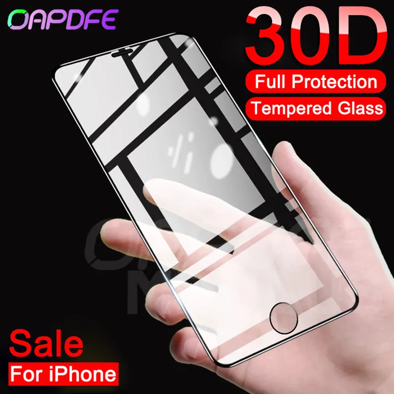 

30D Curved Full Cover Tempered Glass For iPhone X XR XS Max 11 Pro Max Screen Protector For iPhone 8 7 6 6s Plus Protective Film