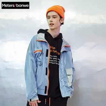 

Metersbonwe 2020 New Men's Casual Stand collar street Jackets Male Fashion Sports Jacket Handsome bright Overalls Jacket Men
