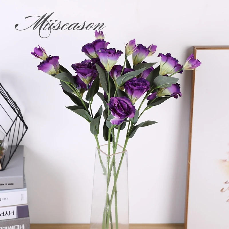 1 шт. Европейский искусственный цветок 4 головки поддельные Эустома Gradiflorus Lisianthus Рождество Свадьба Праздник декор дома 9 цветов