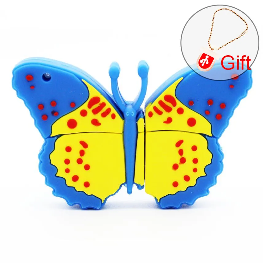 Blue JASTER USB 2,0 бабочка USB флеш-накопитель мультяшный флеш-накопитель Миньоны карта памяти Флешка 4 ГБ 8 ГБ 16 ГБ 32 ГБ 64 ГБ USB флешка подарок - Цвет: Blue