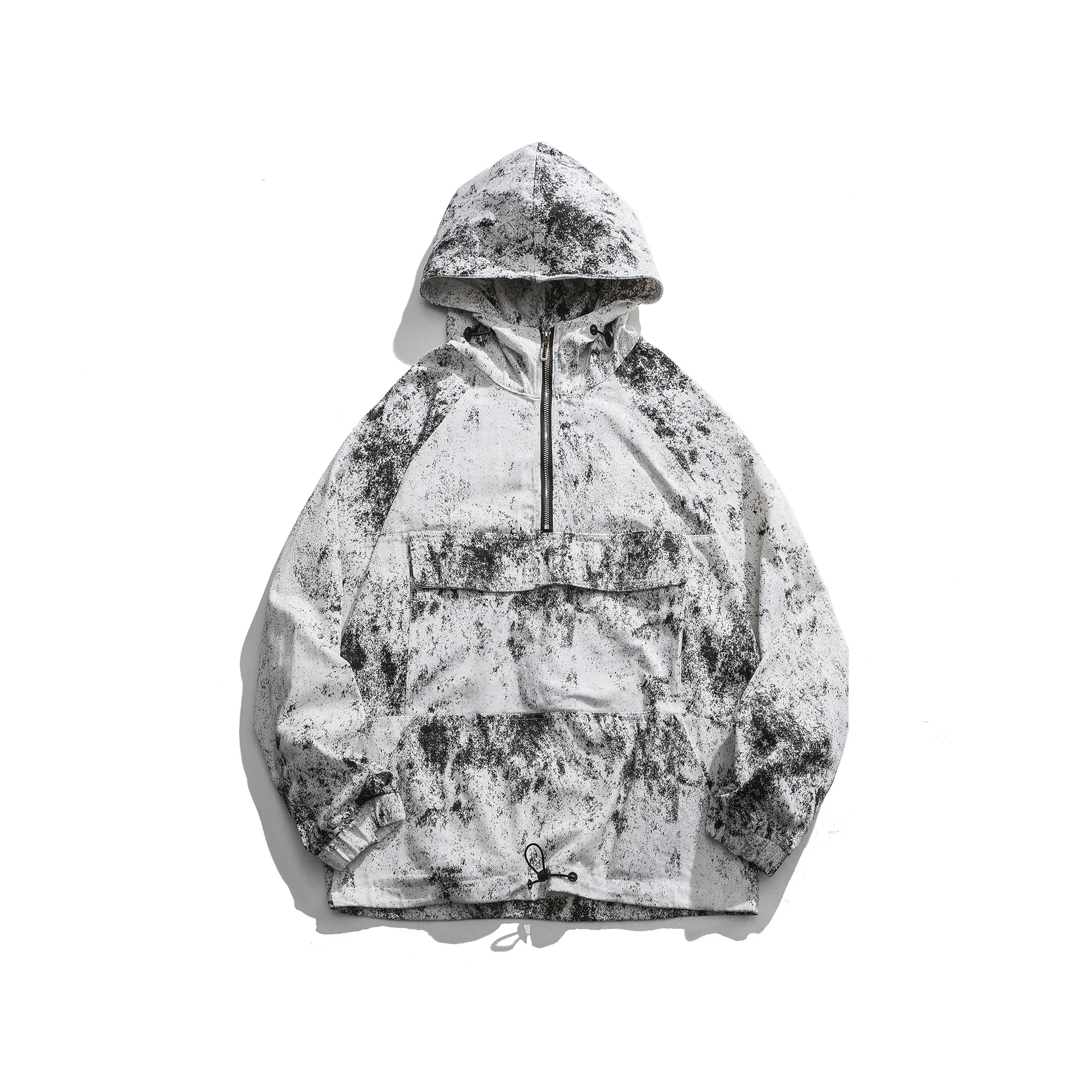 

Wu Navigation Japanese-style Bat Sleeve Ink Hooded Pullover Cowboy Hoodie Men's Loose-Fit Hip Hop Oversize Camouflage Men's Swea