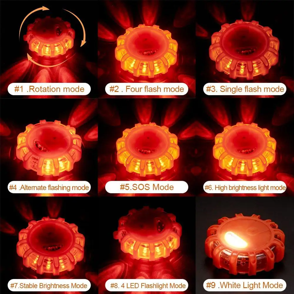 6 Pcs LED Warning Lights 2W Strobe Emergency Road Rescue Safety Flashing Light Auto Car Lamps