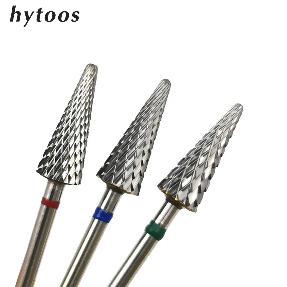 Nail Drill Bit HYTOOS Cone Shape Carbide 3/32" Milling Cutter for Manicure Rotary Burr Electric Drill