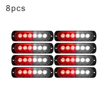 

Car Strobe Flash Lights Truck Red White 6LED Flashing Light Bar 12-24V