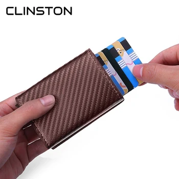 

2020 Carbon Fiber Magnet Buckle Aluminum Mini Wallet RFID Blocking Anti-theft Alloy Card Colder Fashion Thin Purse for Men
