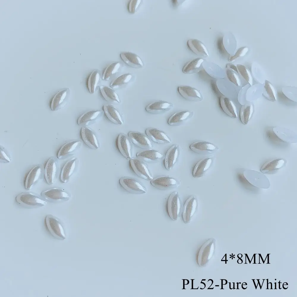 PL52-pure white 100 шт Различные Формы s плоская задняя жемчужина падение овальная рисовая жемчужина украшения ногтей жемчужины для дизайна ногтей украшения - Цвет: PL52-pure white