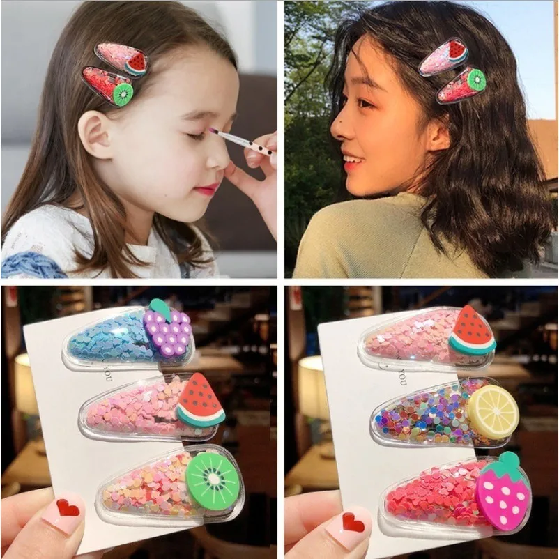 Fruit Hair Clips For Girls Kids New Transparent Hairpin Fashion Sweet Children Simple PVC BB Ins Headband Accessories | Украшения и