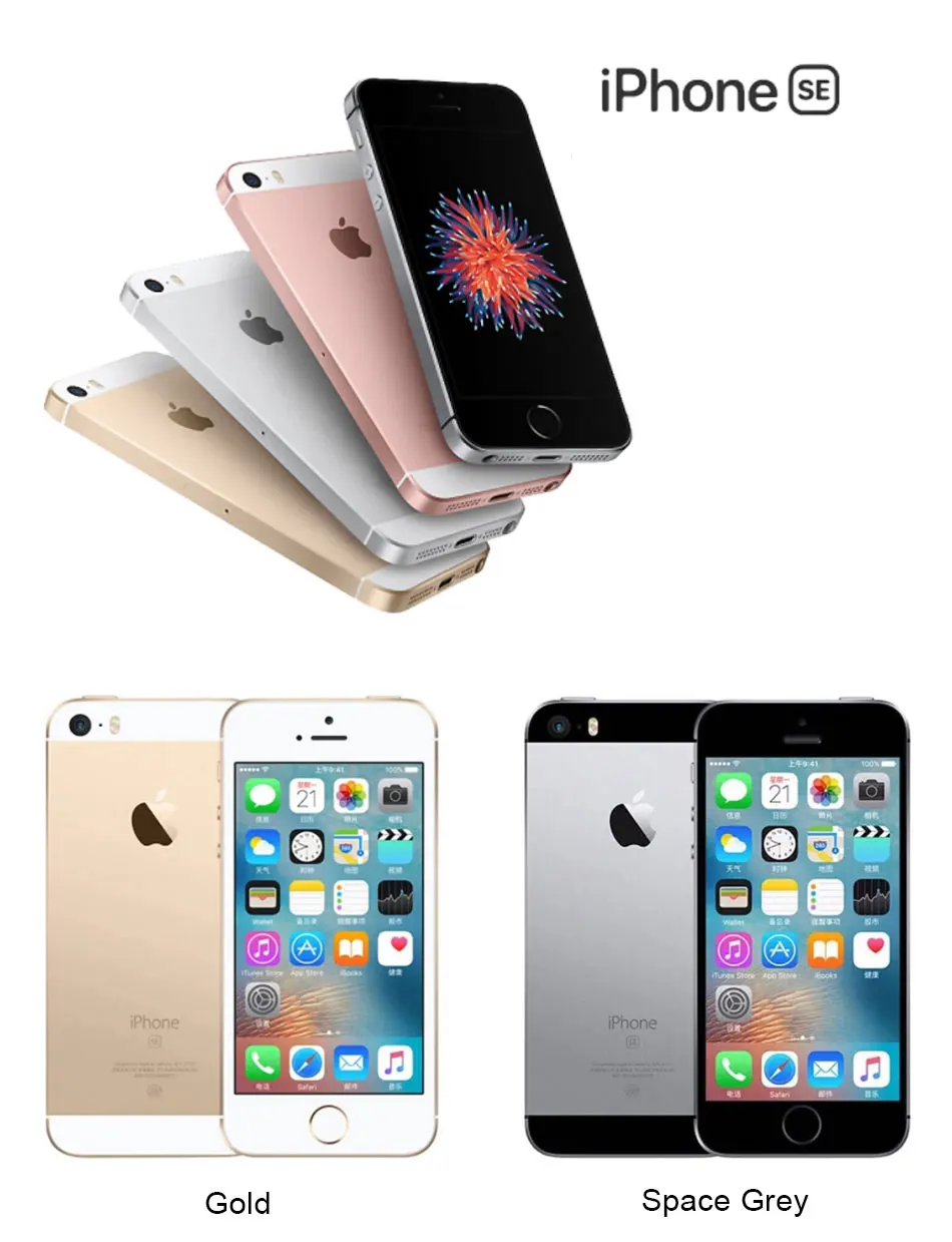 Apple iPhone SE A1662 LTE мобильный телефон 4," 2 Гб Оперативная память 16/64GB Встроенная память двухъядерный 1642 мА/ч, за счет сканера отпечатков пальцев 12.0MP смарт-чехол для телефона