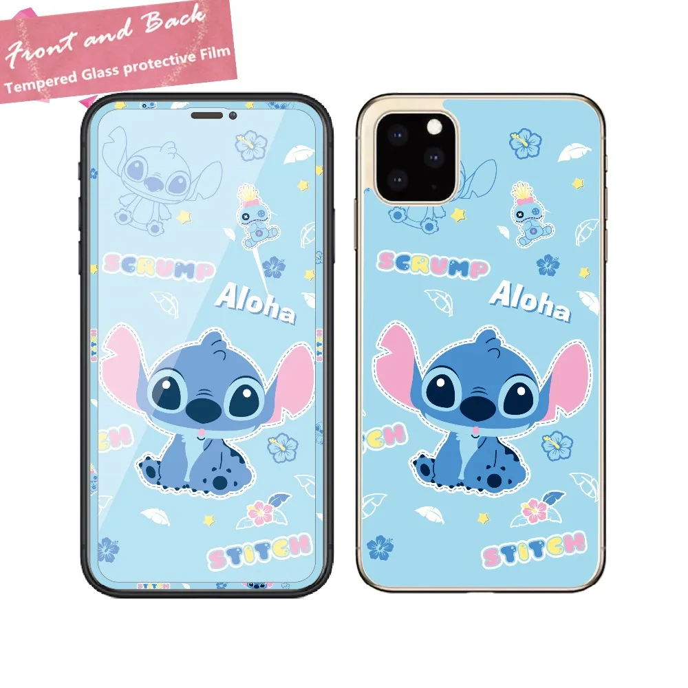 Милое мультяшное цветное переднее и заднее Закаленное стекло пленка для iPhone 11 Pro MAX XR XS MAX 6 6S 7 8 Plus защита экрана полное покрытие