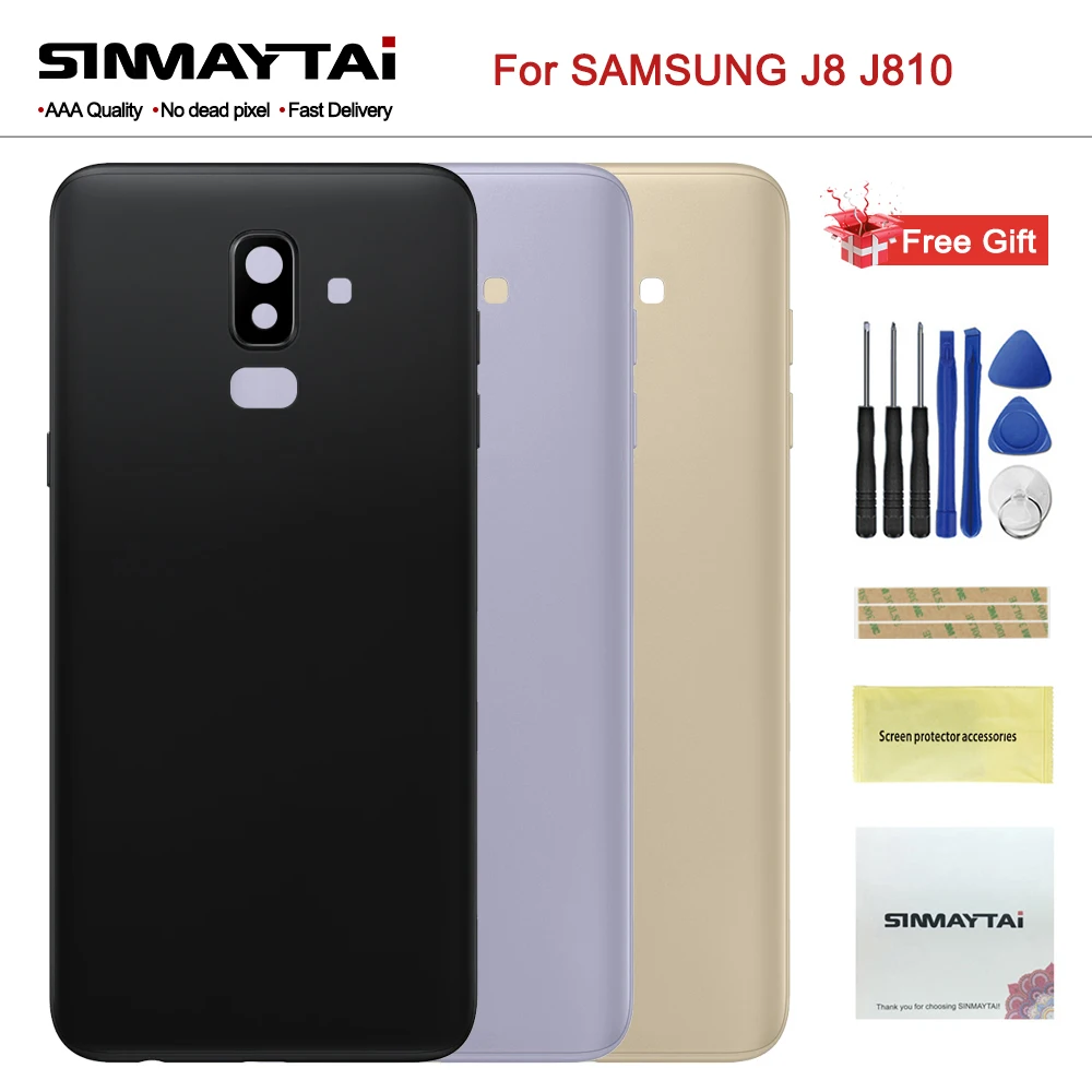 Для samsung Galaxy J8 J810 J810F SM-J810F корпус батарея Дверь задняя крышка корпус J810FN Замена