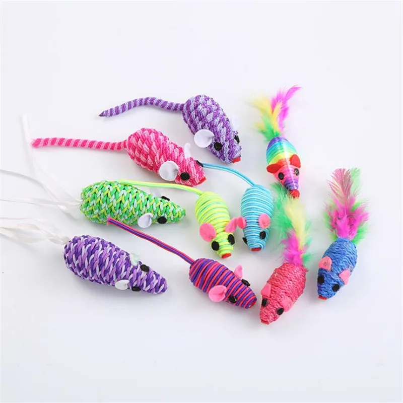 Pet Cat Toy Elastic Line Mouse Combination Set Mini Funny Playing Toys for Cats Kitten Interactive Dropshipping