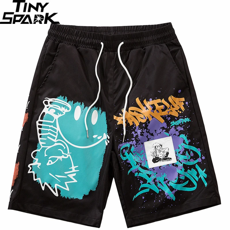 Шорты в уличном стиле с принтом граффити летние беговые шорты Харадзюку