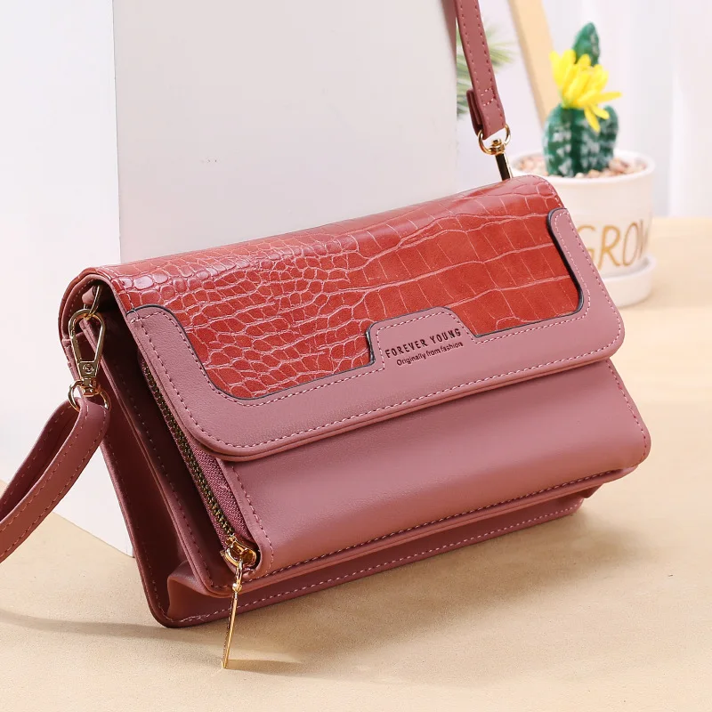 

New Stone Pattern Cell Phone Shoulder Bag Fashion Designer Handbags Splice Crossbody Bags for Women Travel Flap Lady Hand Bag
