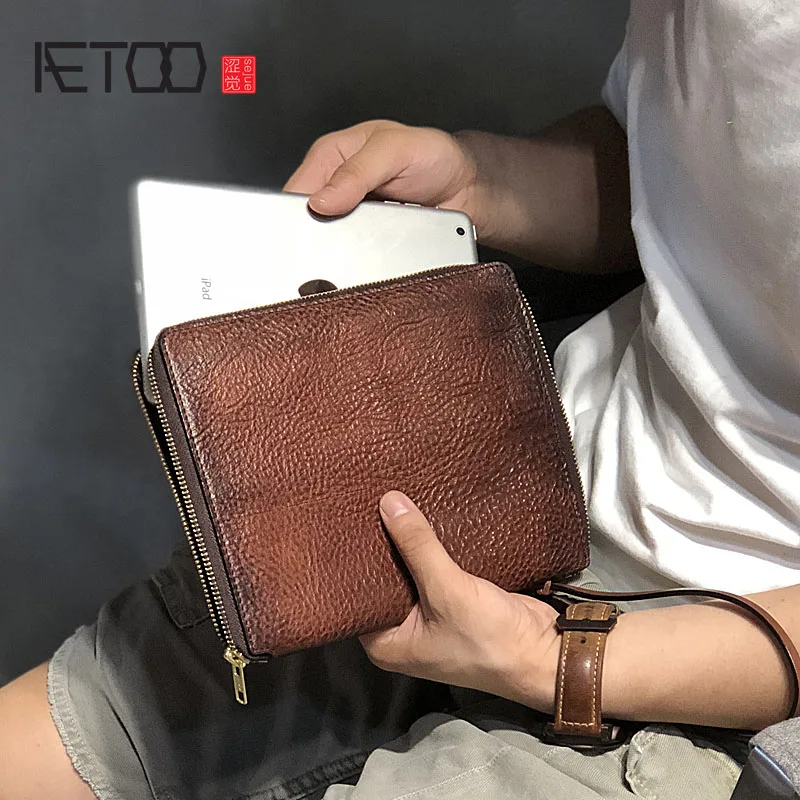 Aetoo Hand-Gekleurde Hoofd Lederen Handtas, Trendmen 'S Hand Tas, Mode Hand Geplukt Tas Aetoo Hand-Gekleurde Hoofd Lederen Handtas, Trendmen 'S Hand Tas, Mode Hand Geplukt Tas