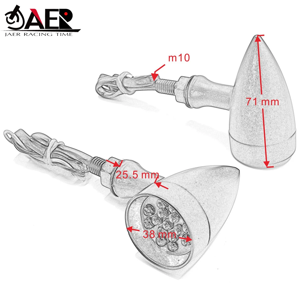 JAER 2x Универсальный мотор алюминиевый указатель поворота свет пуля Янтарный Для Harley Honda Yamaha Kawaski уличный габаритный фонарь для мотоцикла свет