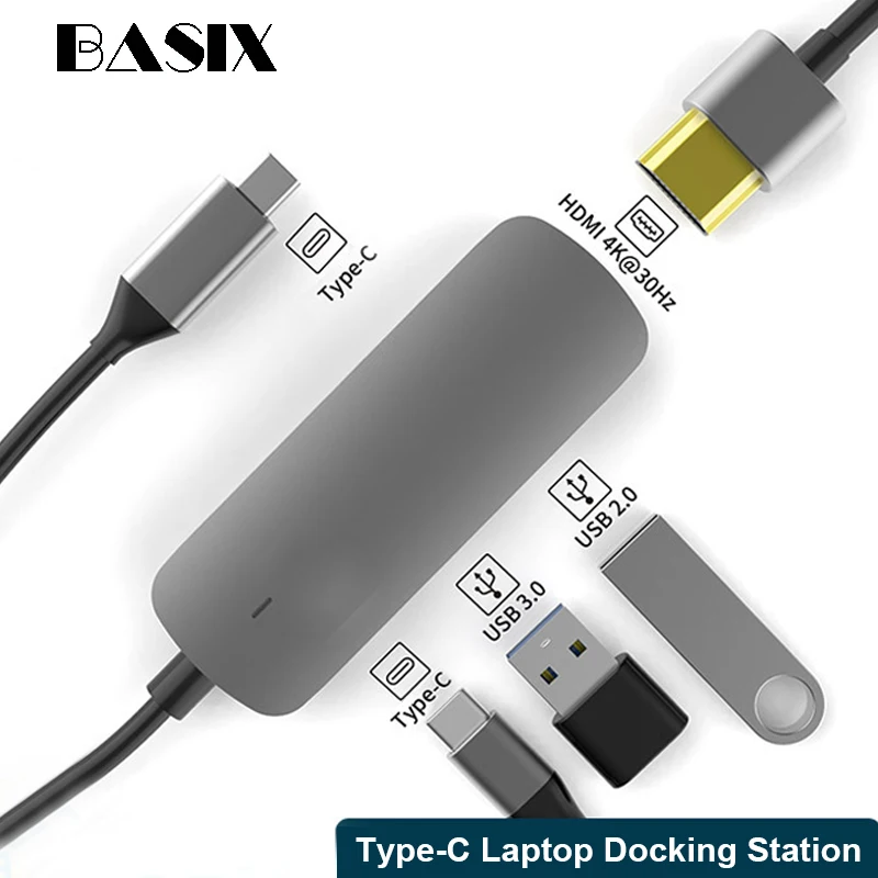 Адаптер Basix Thunderbolt 3 4 в 1 USB C к HDMI 2x Type PD Hub для Macbook Pro Huawei P20 Samsung Galaxy S9 Usb Hub|Адаптеры