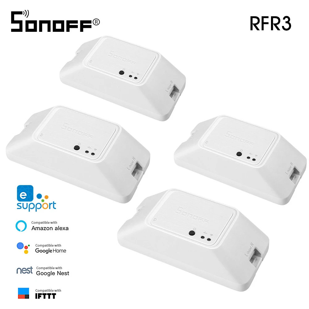 SONOFF RFR3 wifi DIY умный переключатель 433 МГц RF контроль таймер светильник управление Лер приложение беспроводной пульт дистанционного управления домашний модуль умный переключатель - Цвет: 4pcs