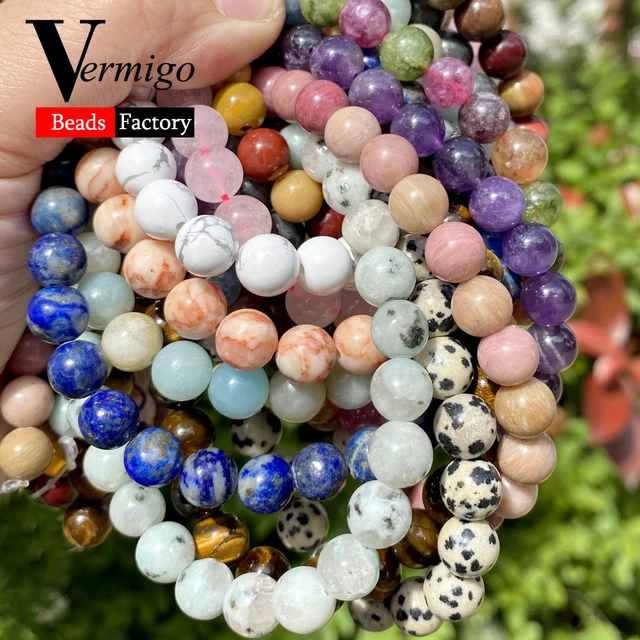 42 Style Natural Stone Beads 4 6 8 10mm Lava Amazonite Agates Amethysts Turuoqises Round Beads for Jewelry Making Diy Bracelets 2