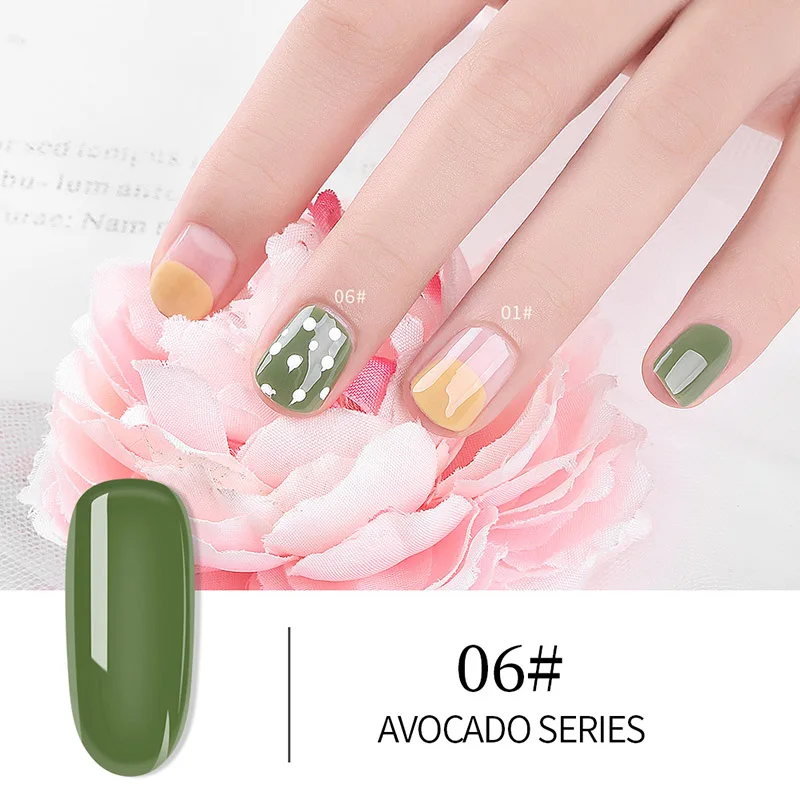 Avocado Green 06 21 цвет 7,5 мл Гель-лак для ногтей красный зеленый цвет авокадо Полупостоянный замачиваемый Светодиодный УФ-Гель-лак для маникюра Гель-лак для ногтей - Цвет: Avocado Green 06
