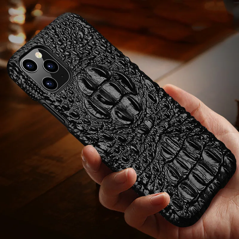 Роскошный чехол для телефона из натуральной кожи для Apple Iphone X Xs 11 Pro Max Xr 7 8 Plus задняя крышка 3d крокодиловая кожа Твердый Чехол