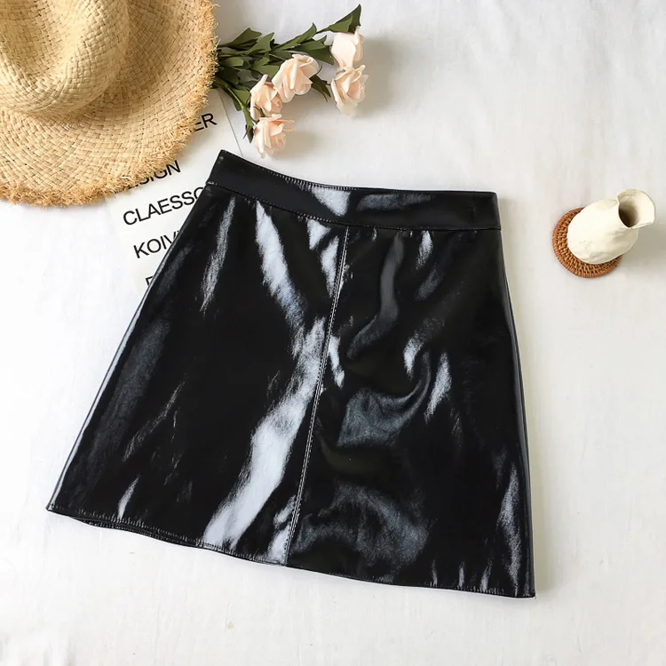 Корейские осенние женские юбки из искусственной кожи, осенние мини юбки с высокой талией Harajuku больших размеров, сексуальные женские юбки jupe femme - Цвет: black-3