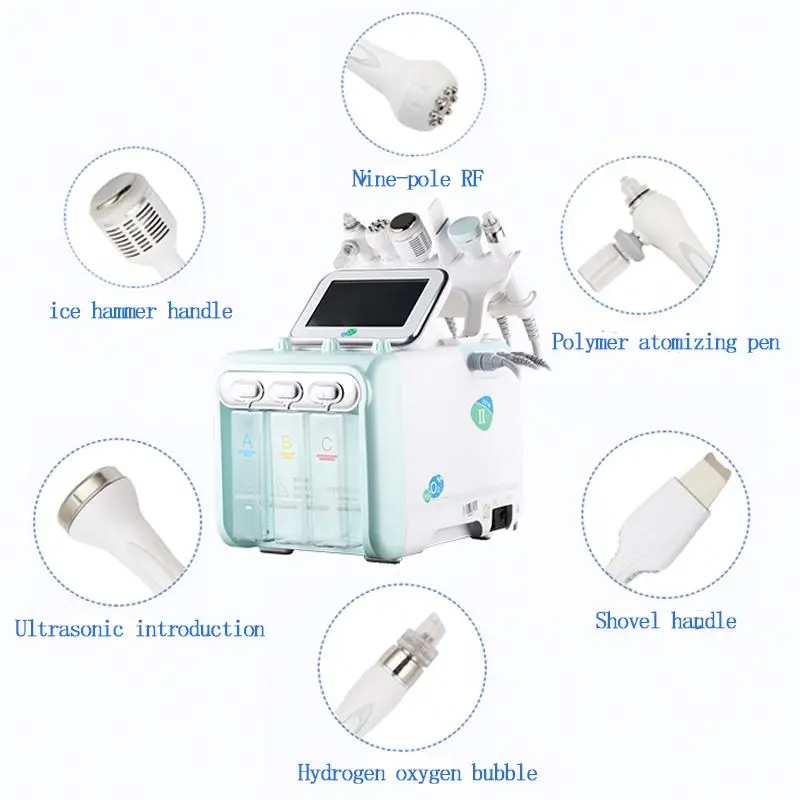

6 in 1 h2 o2 hydra facial oxygen facial cleaning device with bio face lifting skin rejuvenation whitening beauty equipment