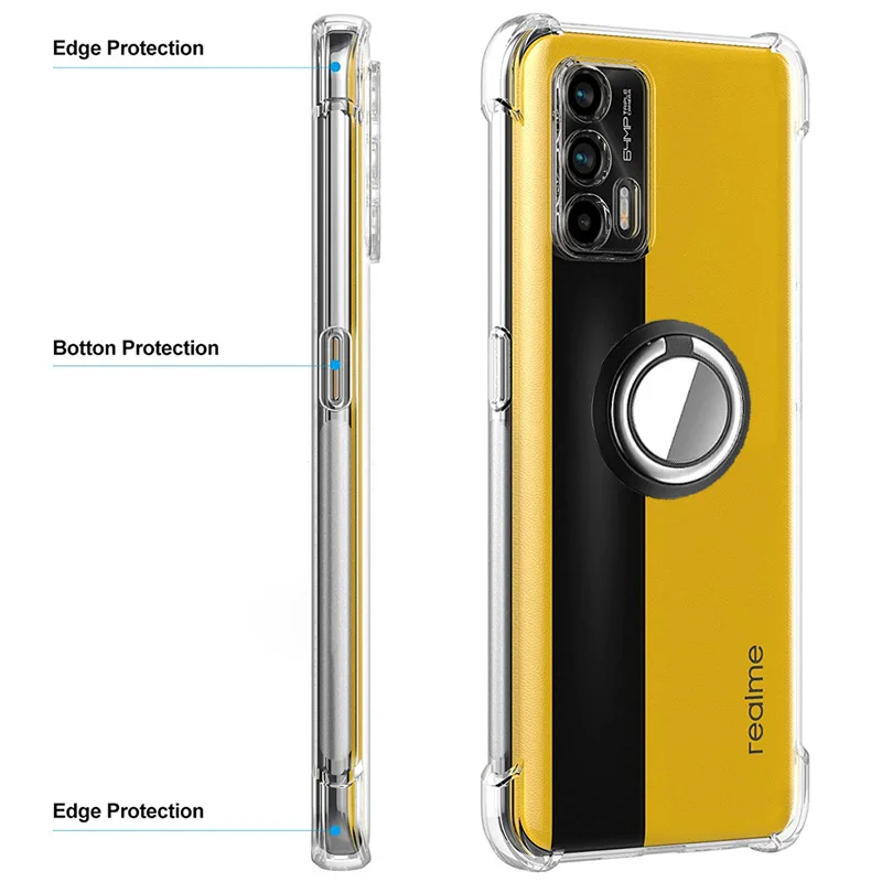 Transparent Silicone Phone Case with Finger Ring Grip