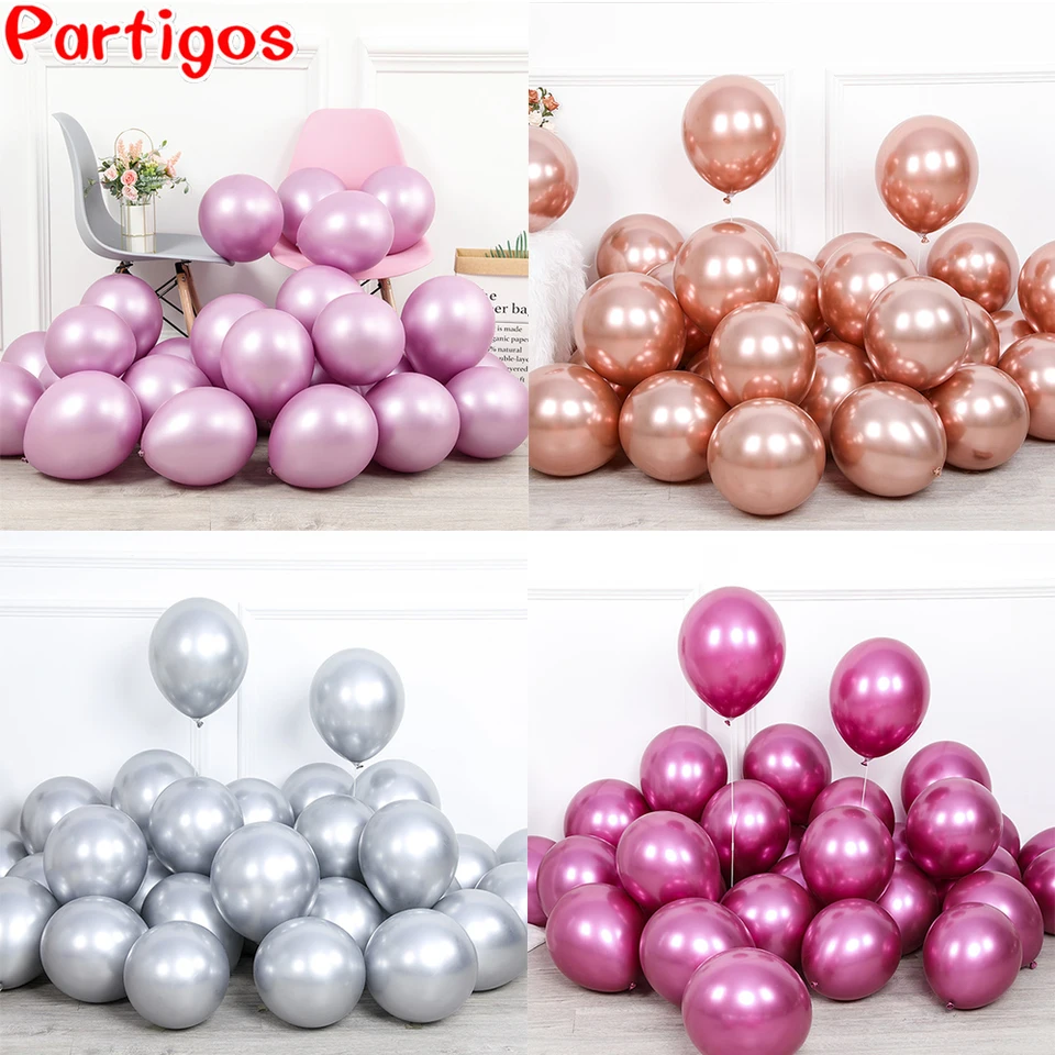 10 Pouces Ballons Métalliques Décor Chrome Hélium Air Balls Globos Brillant  Métal Perle Latex Ballon Rose Or Argent Baby Shower Joyeux Anniversaire  Fête Décoration Du 6,19 €