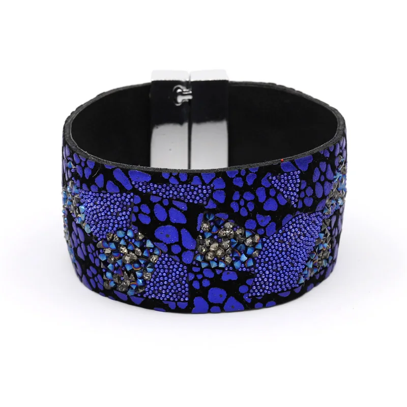 VONNOR ювелирный женский кожаный браслет, стразы, бусины, магнитный браслет с застежкой, браслеты, женские аксессуары - Окраска металла: B050h