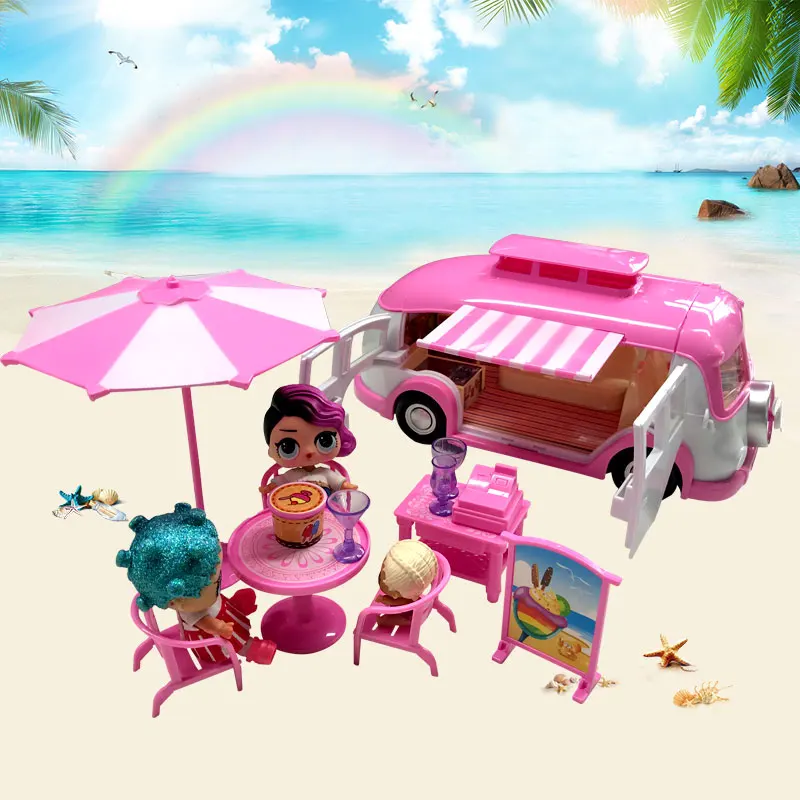 Doll House For LOL Doll Bus RV Ice Cream Camping Picnic Car Toy Cute DollHouse Miniatures Kids Toys Girl Birthday Best Gifts