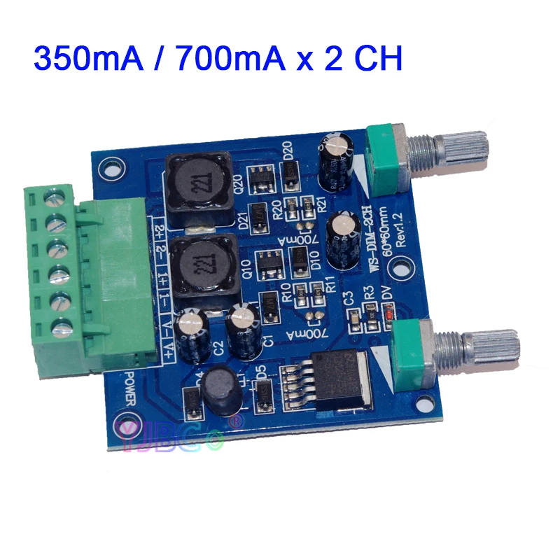 2CH Manual knob LED Constant Current Dimmer 350MA / 700MA * 2 channels DMX 512 Controller DC 12V 24V input Dimming decoder