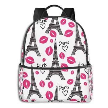

Eiffel Tower And Kiss Trace Backpack Boy Girl School Bag for Teenager Student Shoulder Bag Travel Bag