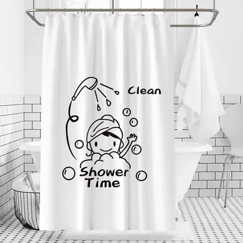 

Cartoon bathroom accessories with shower curtains for bathing little girls, waterproof bathroom decoration with hooks