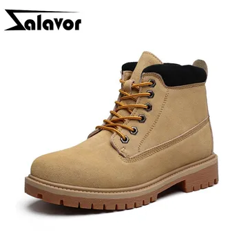 

ZALAVOR Winter Ankle Boots For Men Fashion Lace Up Round Toe Brand Tooling Short Boots Keep Warm Fur Shoes Men Size 38-44