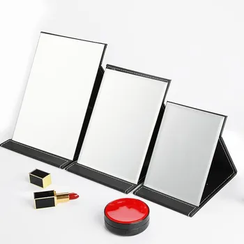 

6Styles Fashion Square Creative Leather Foldable PU Makeup Mirror Ultra-thin Portable Desktop Small Folding Makeup Mirror
