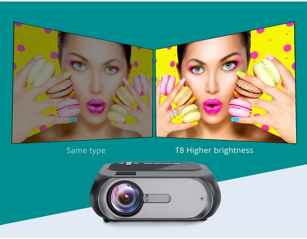 Touyinger T8 mini LED Projector HD 720P Video brand beamer, Miracast Airplay DLNA Wireless display wifi optional Home cinema art projector