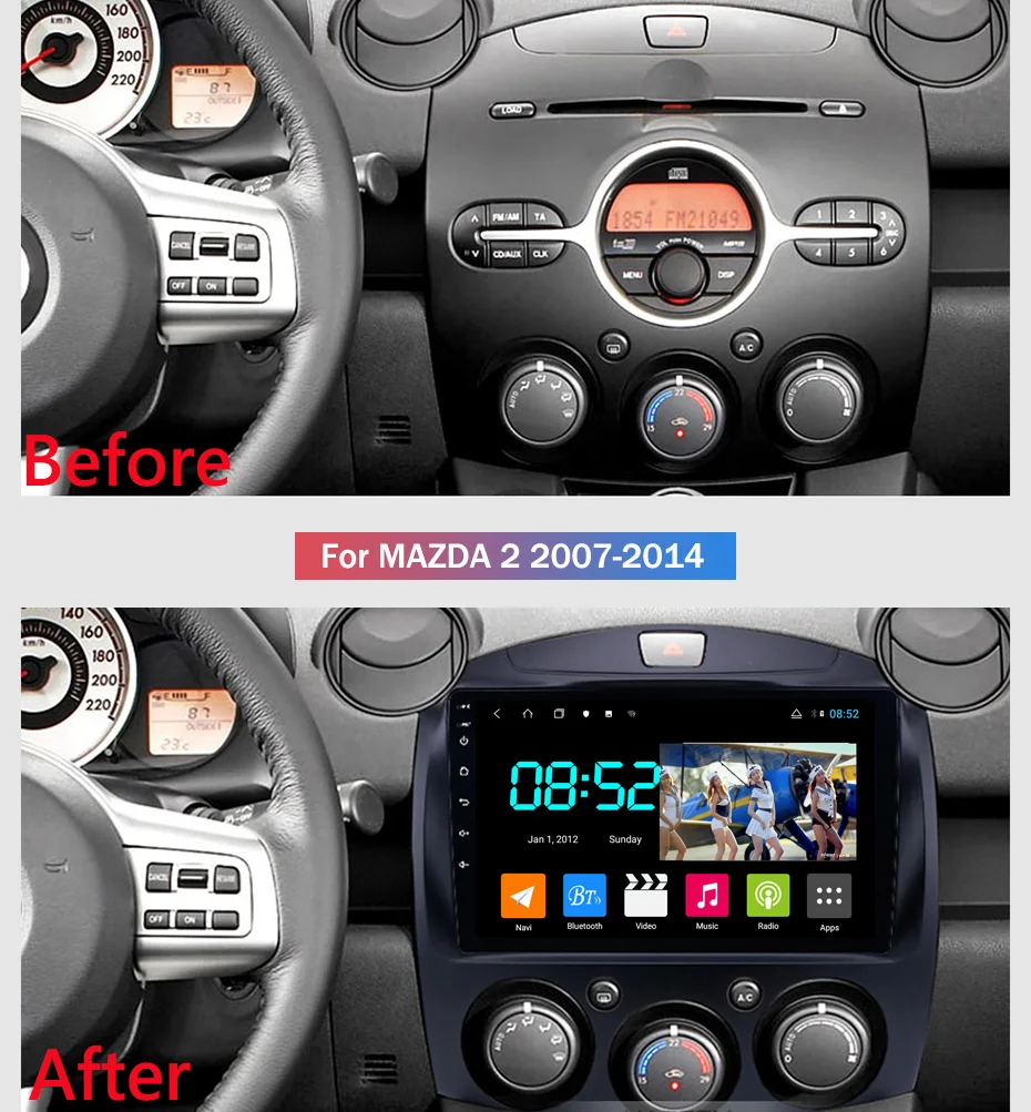 Android 8,1 автомобильный DVD 1din мультимедиа Navi система для Mazda 2 2007- Автомобильный gps навигатор стерео головное устройство BT SWC wifi