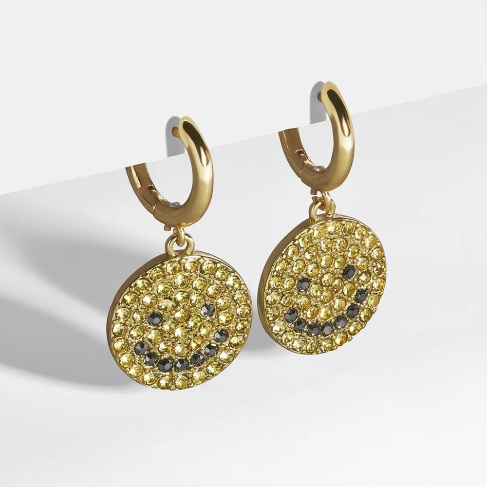 Fashion 2020 Zircon Smiley Face Women's Earrings Unique Design Mini Piercing Earring for Women Aesthetic Accessories Jewelry