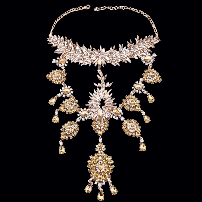 Бренд Dvacaman, лидер продаж, колье ручной работы с кристаллами, женское модное цветочное массивное ожерелье, для помолвки, шоу, вечерние ювелирные изделия O5 - Окраска металла: 6