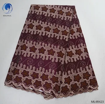 

BEAUTIFICAL african lace fabrics Cotton voile lace fabric high quality nigerian swiss lace embroidery fabric 5yards ML4R423
