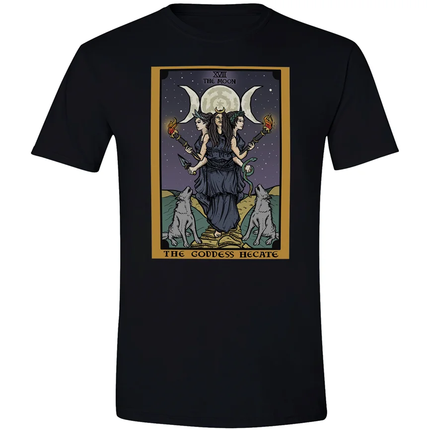 Triple Moon Goddess Hecate Witch Tarot Card Shirt Hekate Statue Witchcraft Gift Wholesale Tee | Мужская одежда