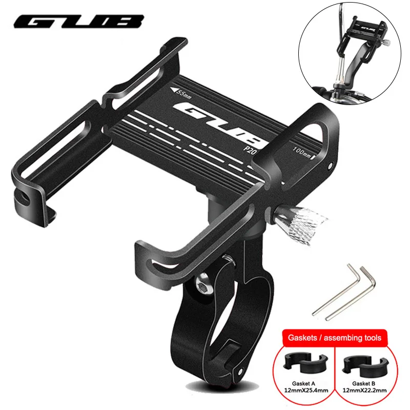 

GUB P10 P20 Aluminum Bike Phone Holder For 3.5" to 7.5" Device Bicycle Phone Stand Scooter Moto Mount Support Handlebar Clips