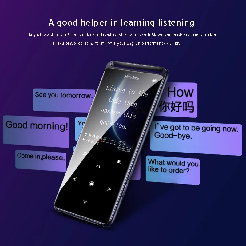 Классный Bluetooth 5,0 без потерь MP3-плеер 16 Гб HiFi аудио Walkman с FM радио Электронная книга Диктофон MP3 музыкальный плеер