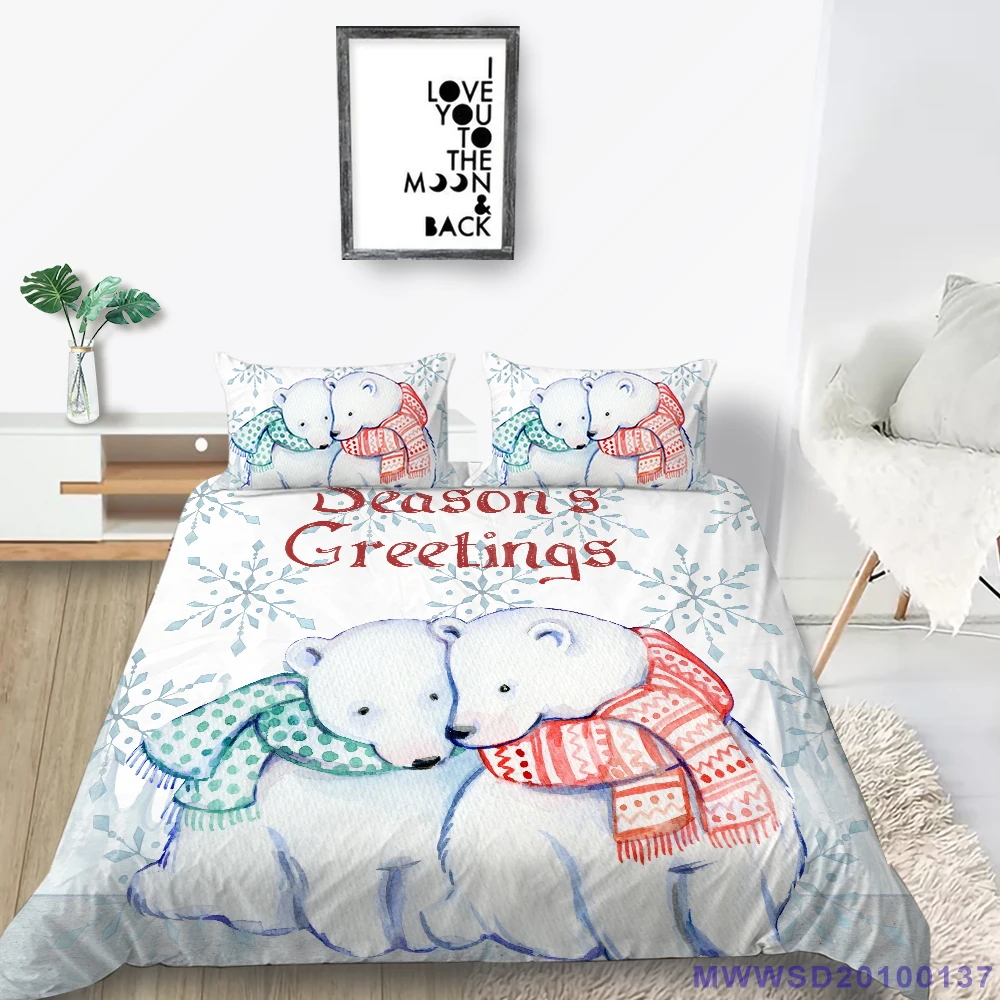 

Polar Bears Bedding Set Cartoon Cute High End Duvet Cover For Kids Queen King Twin Full Single Double Comfortable Bed Set