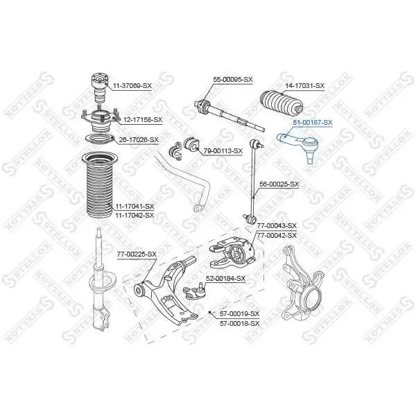 Наконечник рулевой Honda CR-V 2.0/2.4/2.2D 07 STELLOX 51-00187-S