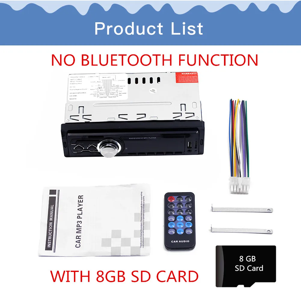 no Bluetooth-8GBcard 12 в 1 Din в-dash универсальный автомобильный Радио MP3 плеер стерео аудио Музыка FM USB AUX TF карта мультимедиа - Цвет: no Bluetooth-8GBcard