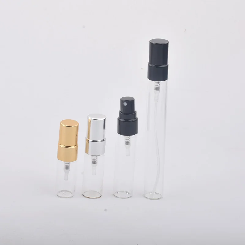 20pcs/lot 2ml 3ml 5ml 10ml Portable Glass Perfume Bottles Atomizer Portable Contenitori cosmetic Vuoti With Aluminium Pump