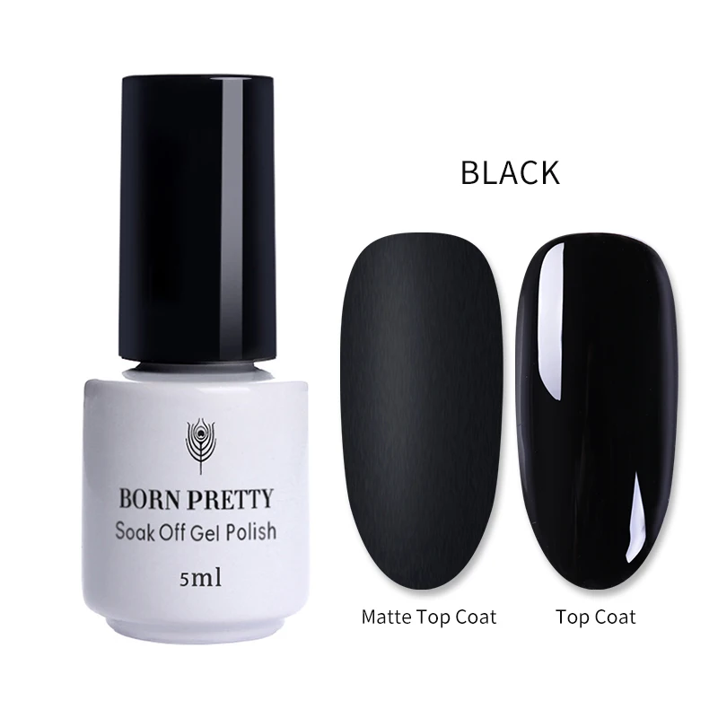 Black Gel BORN PRETTY матовое верхнее покрытие Цвет УФ-гель для ногтей впитывающийся УФ гель для ногтей лак для ногтей маникюр - Цвет: Black Gel