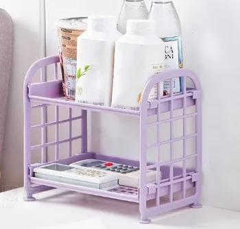 

4 Colors Double Layer Kitchenware Storage Shelf Plastic Desktop Rack Simple Debris Holder Rack Shelf Kitchen Accessories