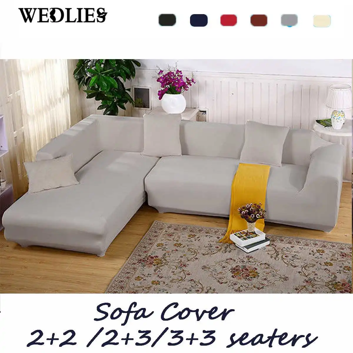 

2+2 Seat Sofa Cover Slipcover Stretch Elastic Couch Furniture Protector Fit Set Pure color